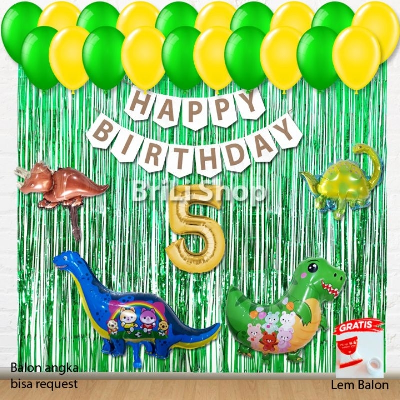 PAKET Set Dekorasi Ulang Tahun Anak Tema Dino Pesta Ultah Dinosaurus
