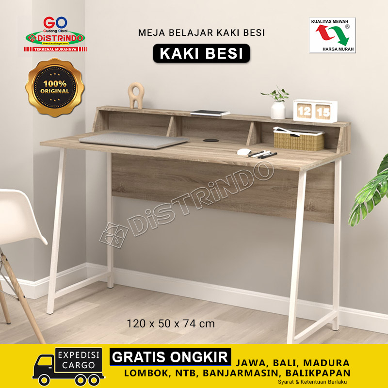 DISTRINDO Meja Belajar Kaki Besi Meja Kerja Minimalis