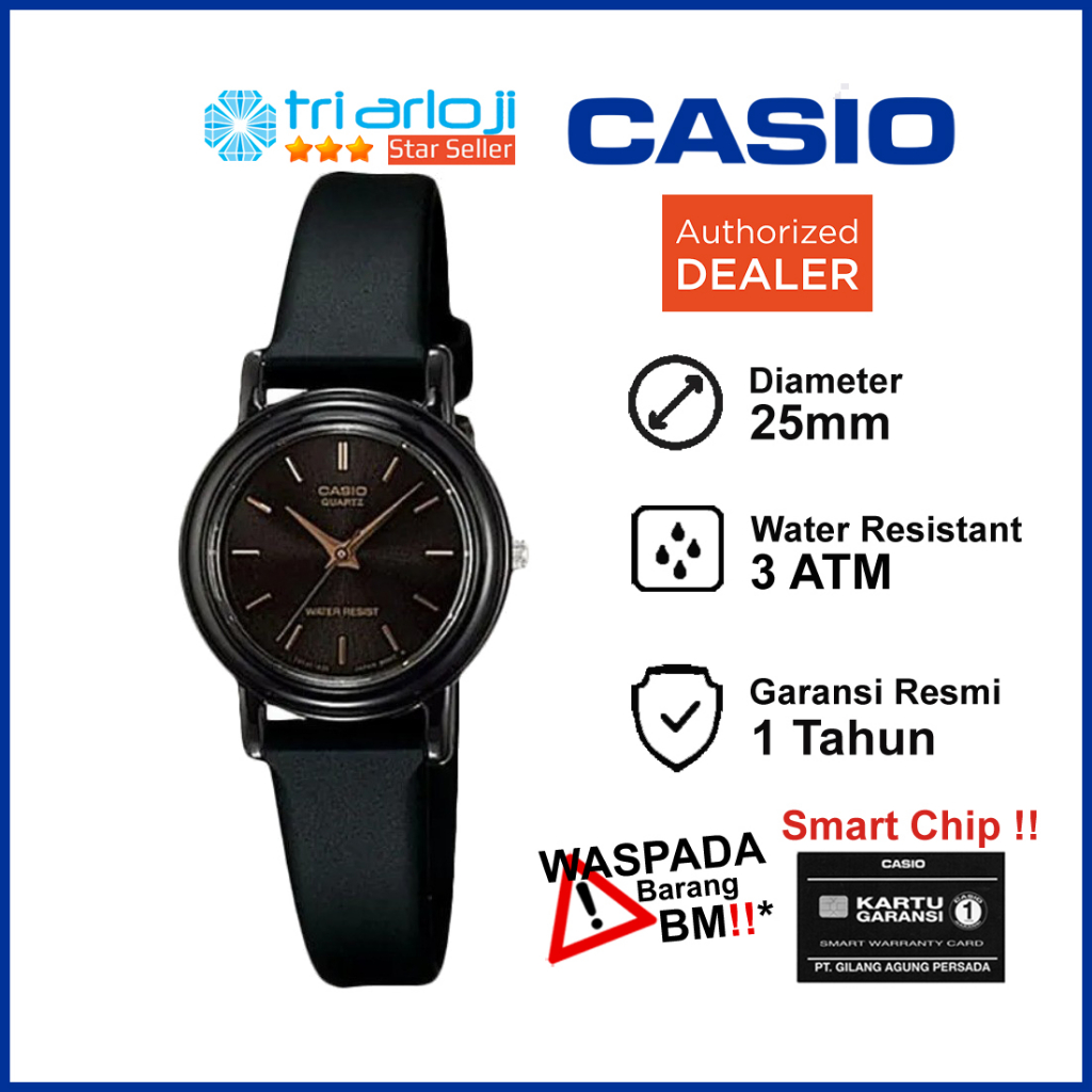 CASIO LQ-139EMV-1ALDF Jam Tangan Wanita Analog Rubber Hitam LQ139 LQ-139EMV-1A