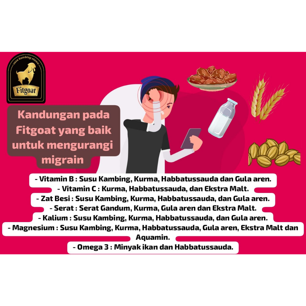 

Susu Kambing Etawa Fitgoat dengan bahan herbal alami mampu atasi Migrain