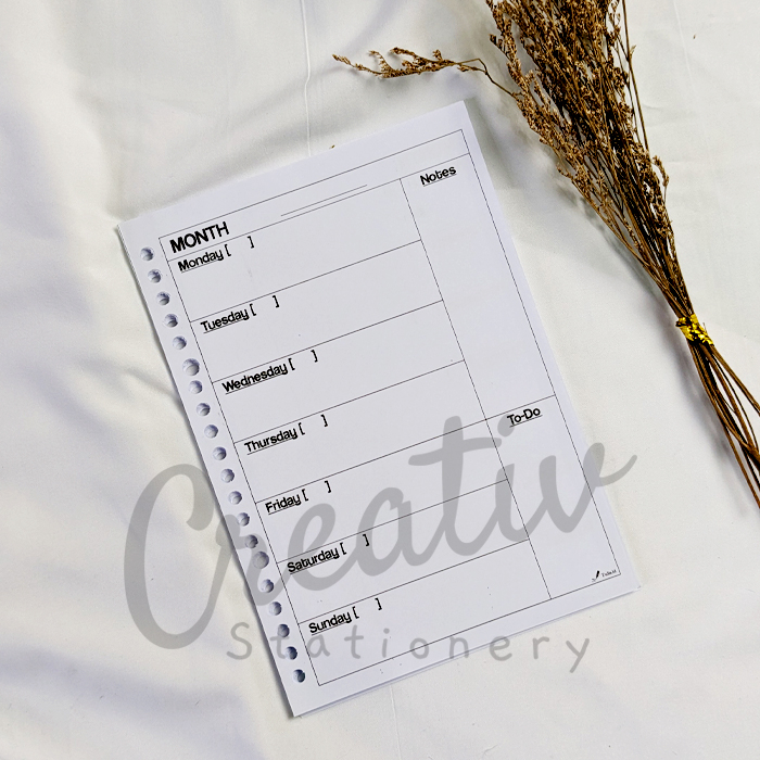 

[TULIS.ID] Basic Weekly Planner A5 Loose Leaf Binder Paper 100 Gsm