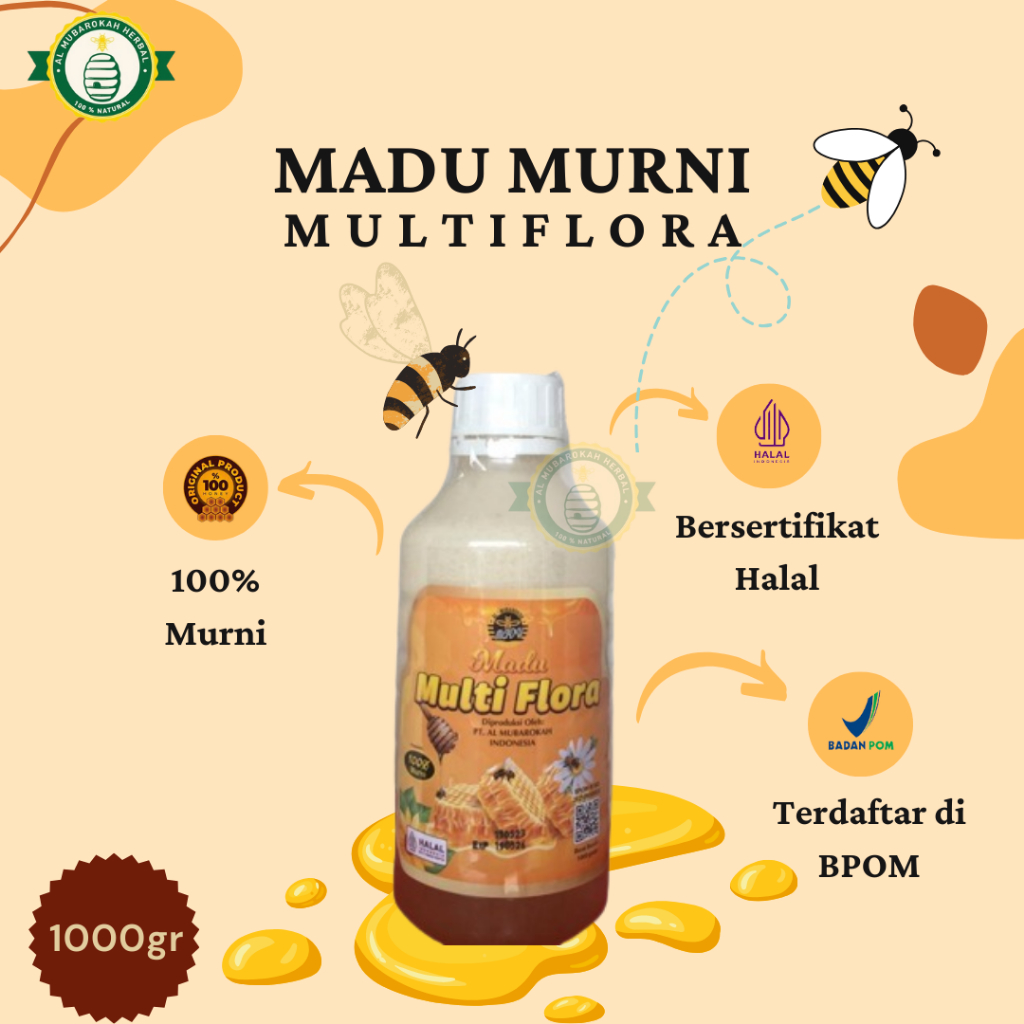 

Madu Murni Asli Original Multiflora Al Mubarokah 1Kg