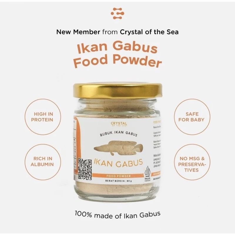 Crystal Of The Sea Food Powder 20gr / Crystal Of The Sea Salmon / Crystal Of The Sea Ikan Gabus / Cr