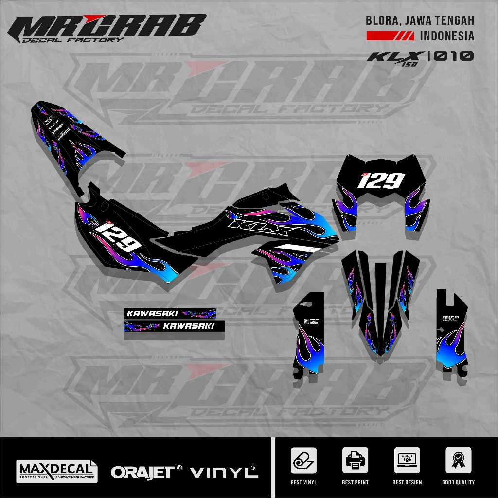 DECAL STICKER KLX 150 SM - DECAL KLX 150 SM PREMIUM FULL BODY CUSTOM 10