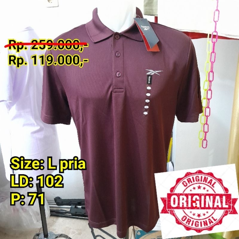 Kaos Kerah REEBOK Pria Dewasa/ Kaos Polo Shirt Original Authentic