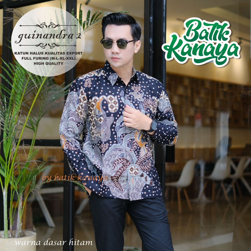 Guinandra2 Kemeja batik pria Berlapis Furing Bahan Katun ekspor