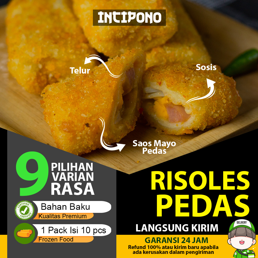 Incipono Risol Mayo Pedas Frozen 1 Pack Isi 10 Pcs Risoles Mayo Sosis Telur Saos Mayo Pedas Frozen F