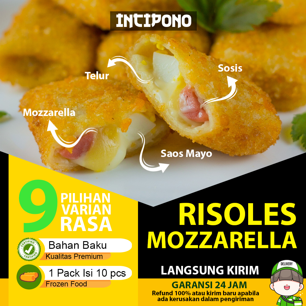 

Incipono Risol Mozzarella Frozen 1 Pack Isi 10 Pcs Risoles Keju Frozen Food Halal Premium