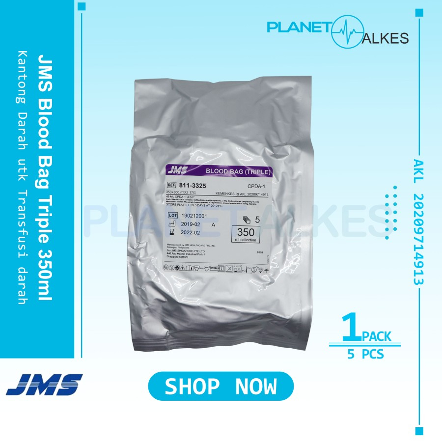 Blood Bag Triple Kantong Darah 350ml JMS Blood Bag Triple 350cc isi 5 pcs / Kantong Darah PMI