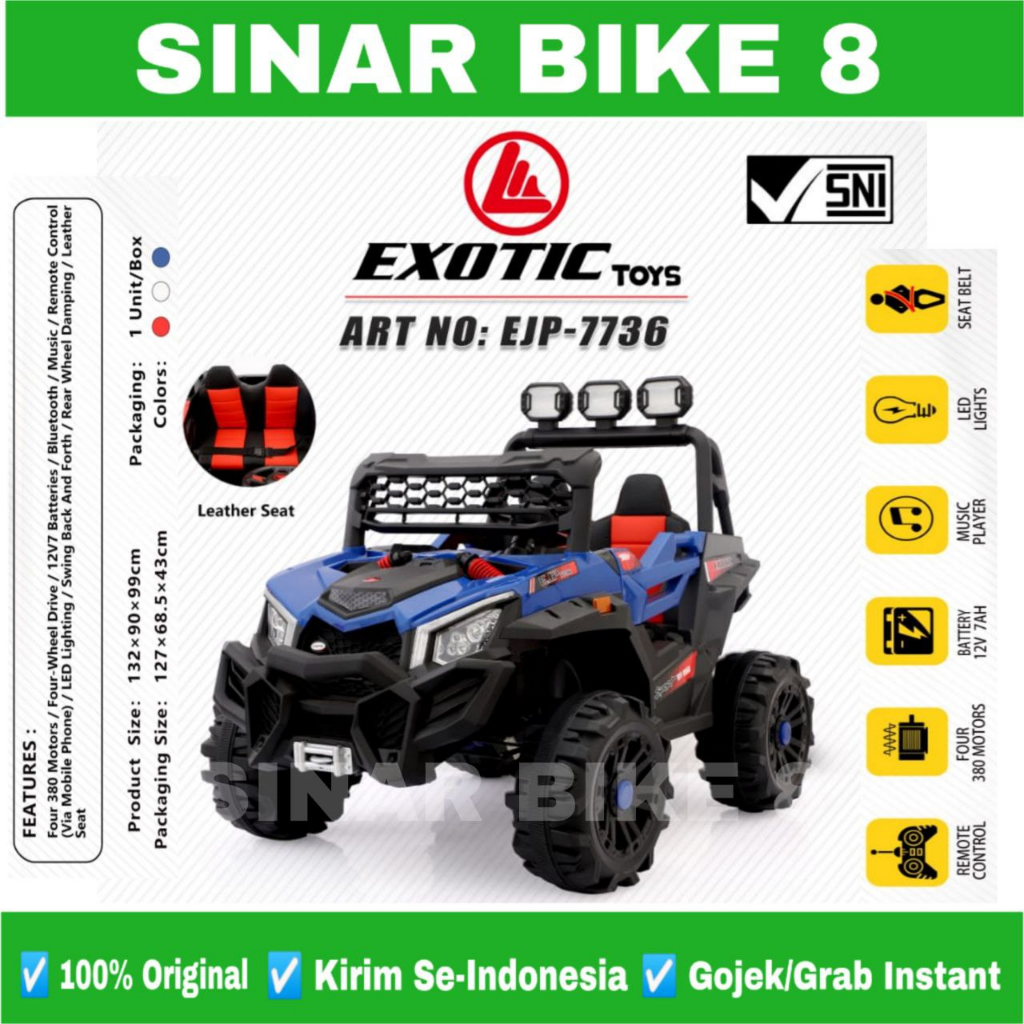 Mobil Mobilan Aki EXOTIC EJP 7736 JEEP Remote Mainan Anak