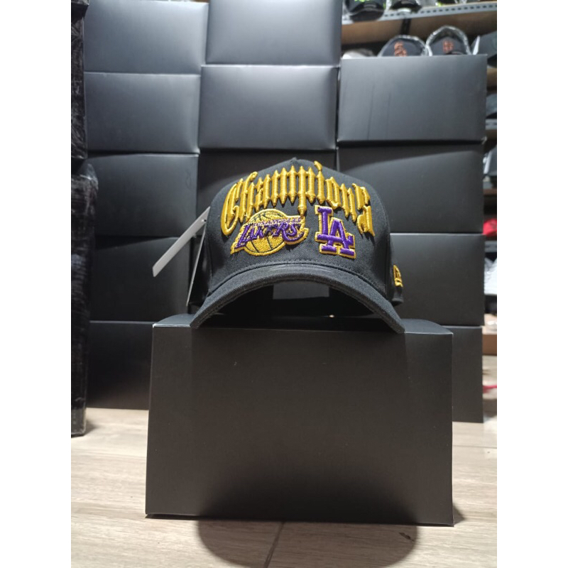 Logo Champions LA Lakers Yellow Purple Topi Premium Pria Wanita