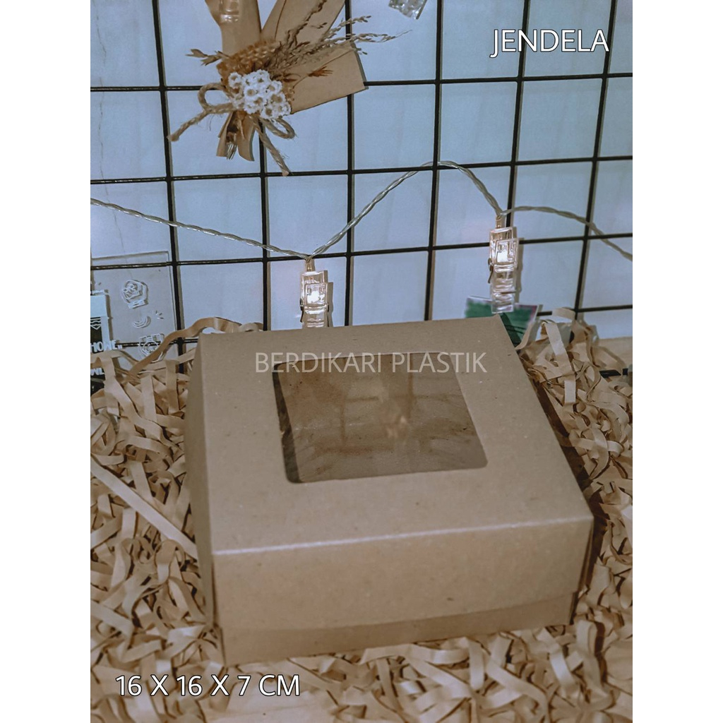 

Box Kraft Coklat LAMINASI JENDELA Untuk Kotak Packing Kue 16x16x7 CM
