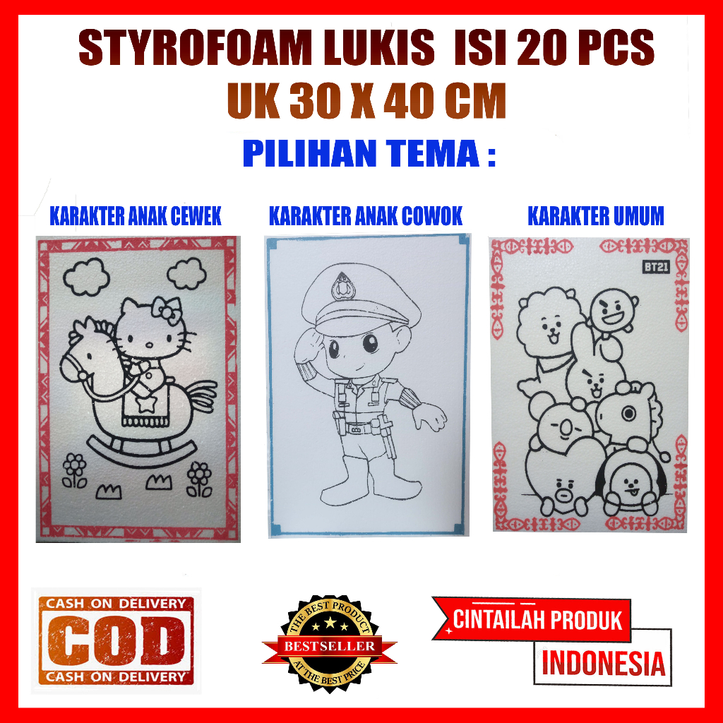 

Styrofoam gabus mewarnai isi 20 pcs