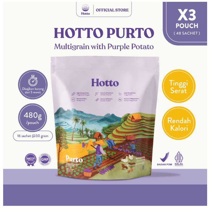 

3 POUCH Hotto Purto Multigrain with Purple Potato (48 Sachet)