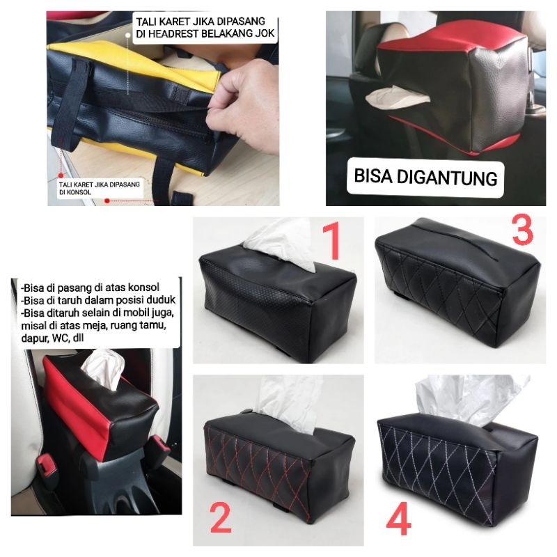 SARUNG KOTAK COVER BOX TISU TISSU TISUE TISSUE KULIT GANTUNG JOK KURSI MOBIL MEJA MAKAN RUANG TAMU D