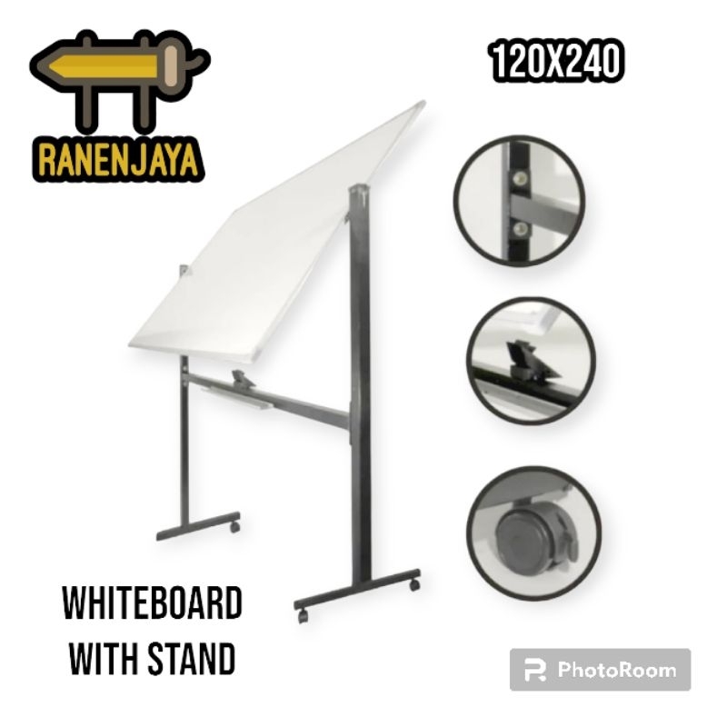 

whiteboard magnetic single face stand RanenJaya uk 120x240cm