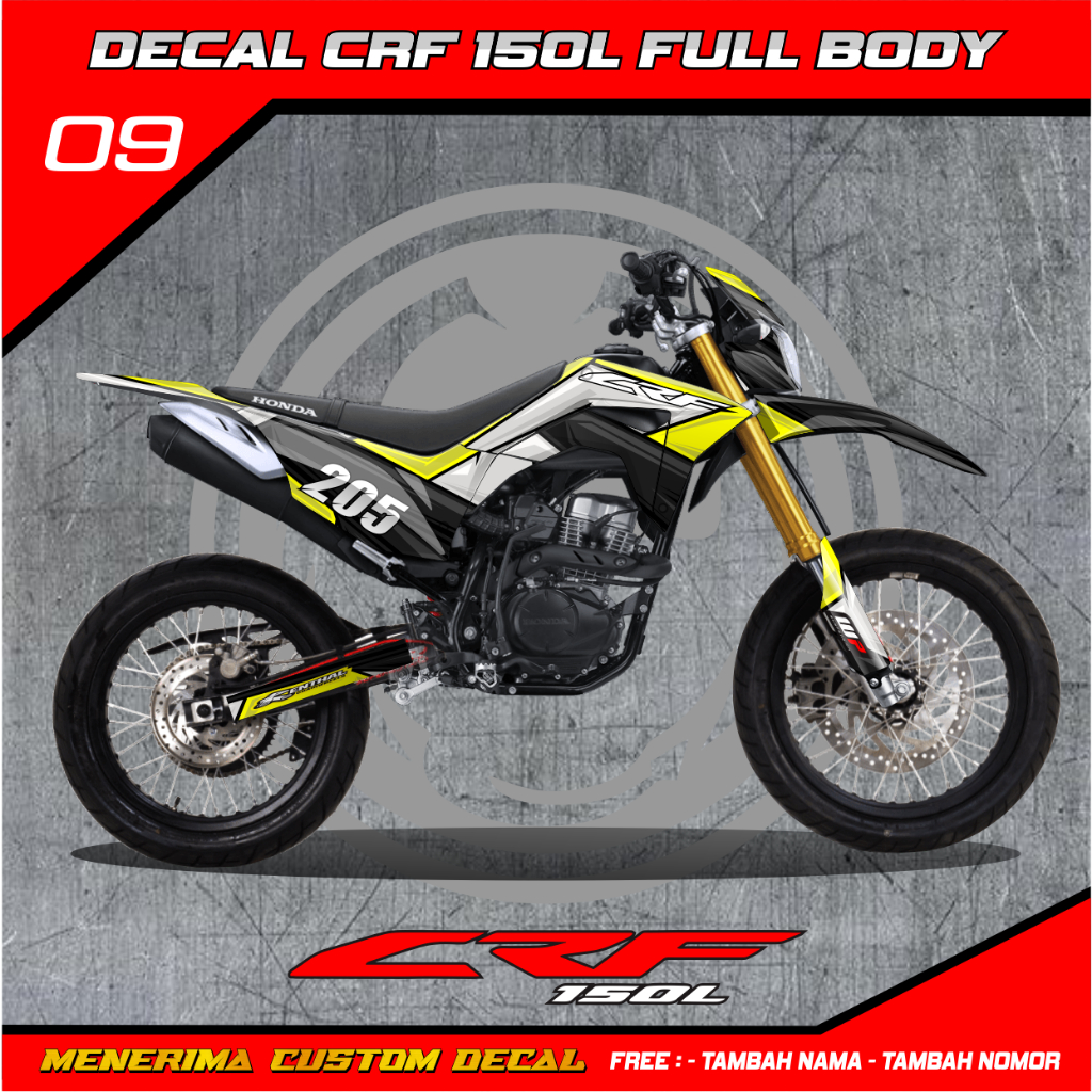 Dekal Stiker Crf 150 L Full Body Hologram Kuning