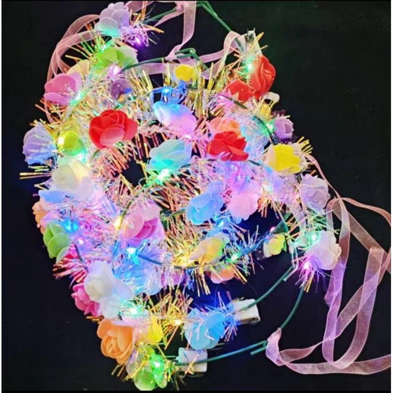 Flower Crown|Bando Mahkota|Bando Crown|Bando Mahkota Bunga LED|Bando Bunga Merah