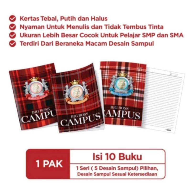 

Buku tulis Kampus Big boss Isi 36 lembar (30 buku )