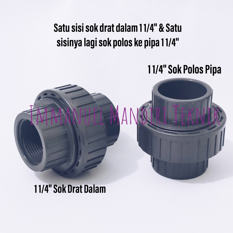 Watermur 1 1/4 inch drat dalam x sok polos pipa 1 1/4 KDJ/CM Taiwan