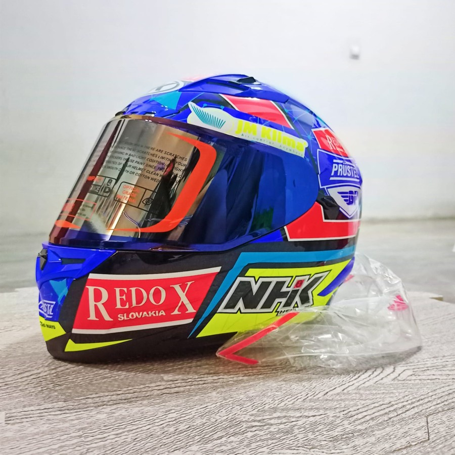 HELM NHK RX9 JACUB PAKET VISOR IRIDIUM BLUE DAN SPOILER 3D CLEAR