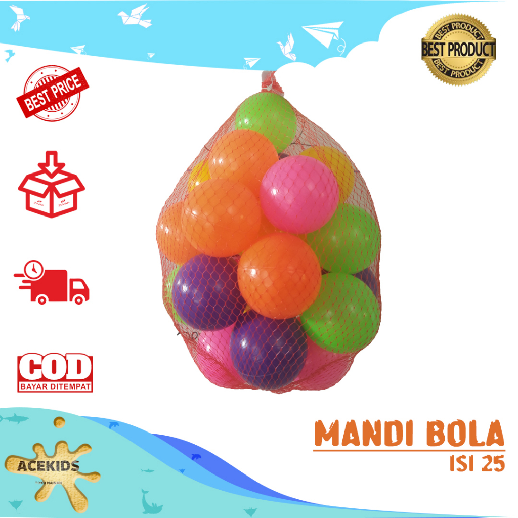 Mandi Bola Anak Isi Kolam Bola Satu Pack Bola Plastik Untuk Mandi Bola Isi 25Pcs Warna Cerah - SH25