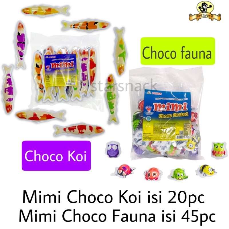 

PUSAN Coklat Mimi ikan koi aneka fauna isi 45bj/pak