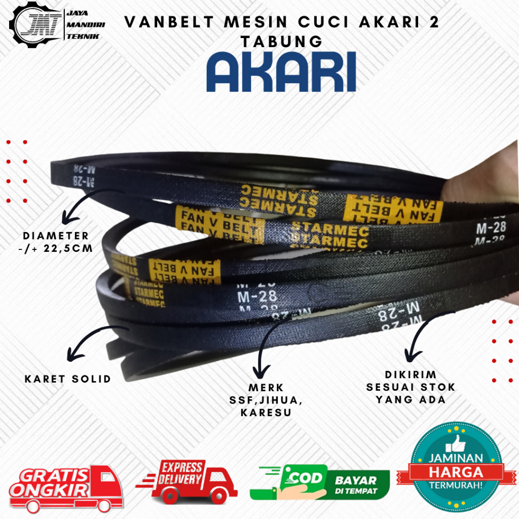 Vanbelt Tali Gearbox Mesin Cuci Akari 2 Tabung | Fanbelt Mesin Cuci