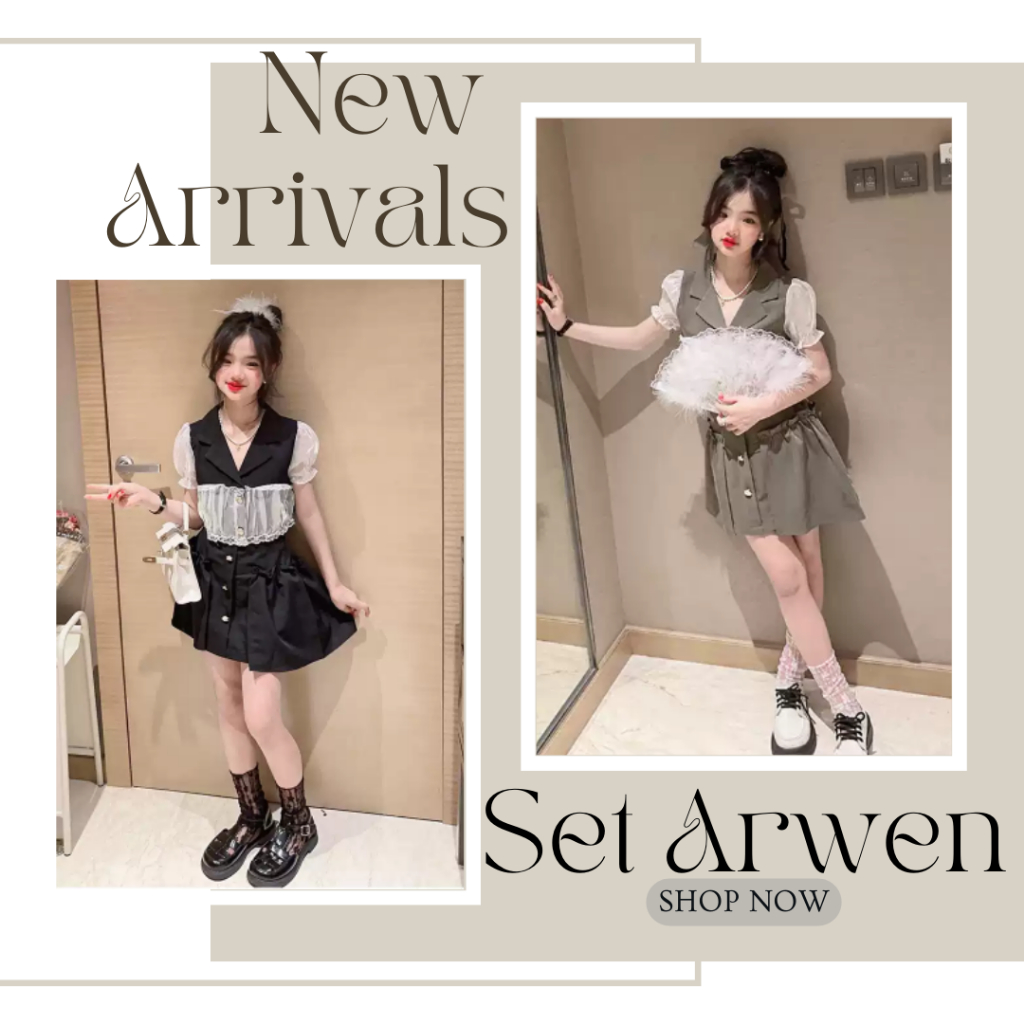 Set Baju Formal Blazer Rok Anak Perempuan Blazer Cantik Arwen | Set Girl Arwen ala Korean style