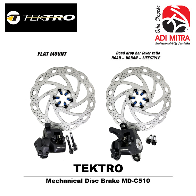 Tektro MD-C510 Road Mechanical Disc Brake Flat Mount Brake Set Rem Sepeda
