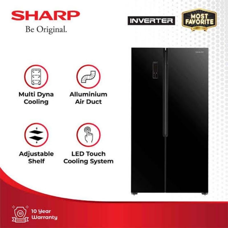 KULKAS SIDE BY SIDE SHARP SJ-IS61G-BK GARANSI RESMI