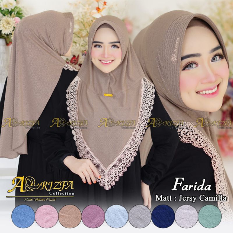 Farida arrizfa bergo renda Jersey premium jilbab instan harian