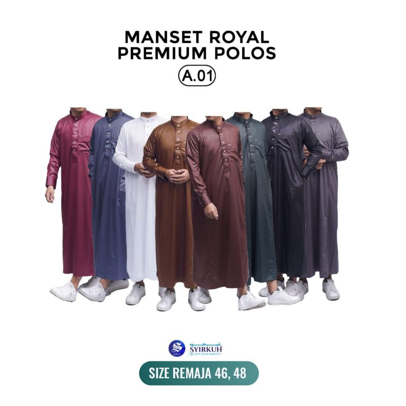 Jubah Syirkuh Royal manset Premium Polos Remaja