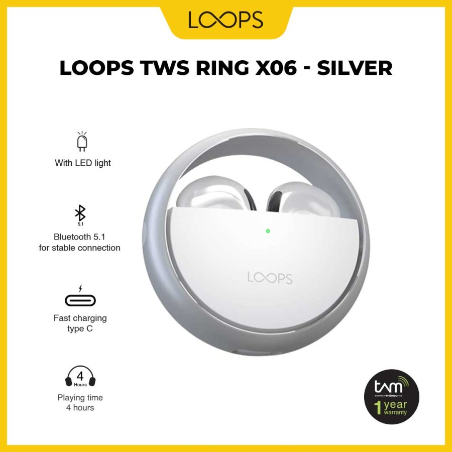 LOOPS TWS Ring X06 TWS Bluetooth - Silver