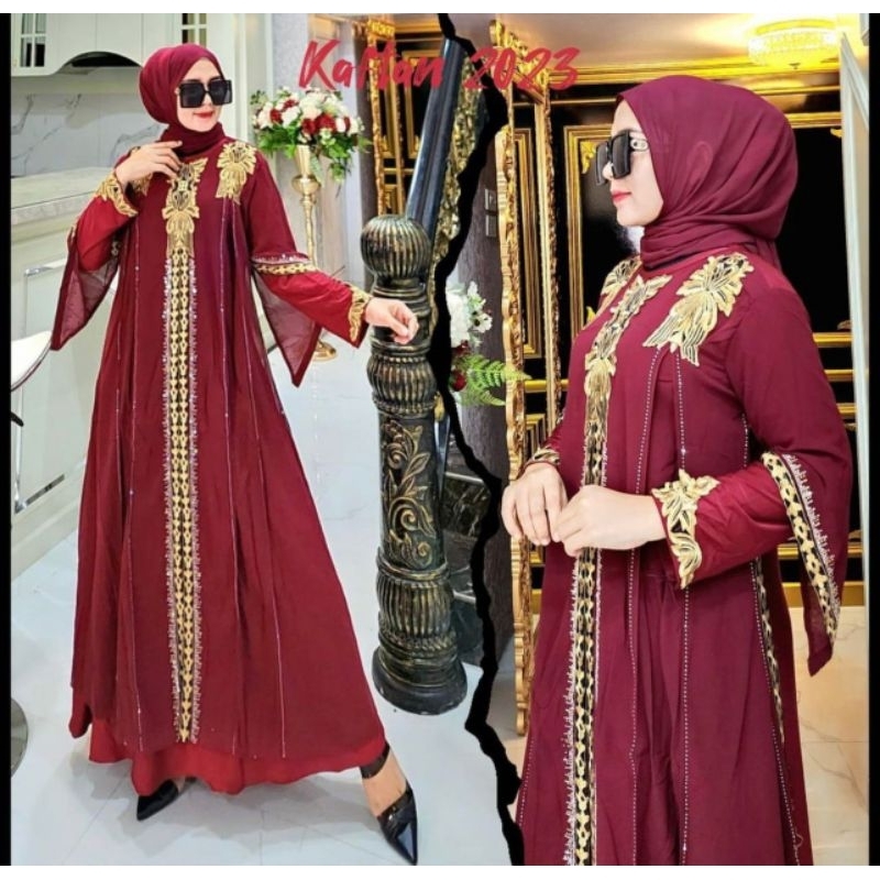 Zifa Fashion || Cod || Arabian Dress Bunga Coklat|| Gamis Arab Hitam || Fashion Muslimah Trendy