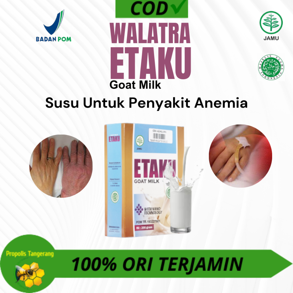 

Walatra Etaku Goat Milk - Susu Kambing Asli 100% Original Susu Untuk Penyakit Anemia,Darah Tinggi,Darah Rendah,Hipertensi Dll