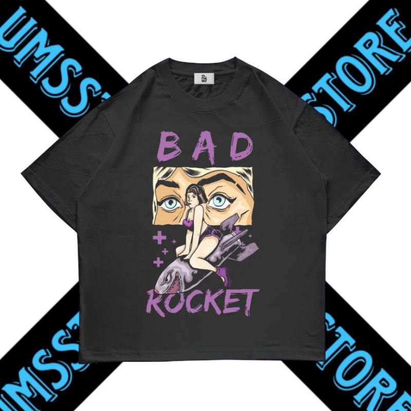 UMSSTORE | KAOS BAJU BAD ROCKET | T-SHIRTS HITAM VINTAGE | COTTON COMBED | BOTLEG | RAP TEE | MUSIK 