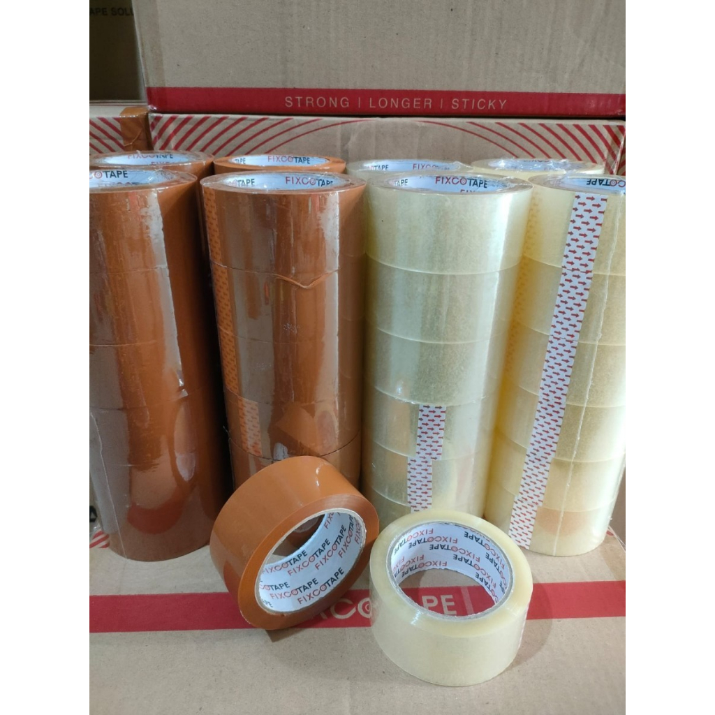 

Lakban Bening - Lakban Cokelat 45 mm x 90 Yard FixcoTape Satuan / ROL