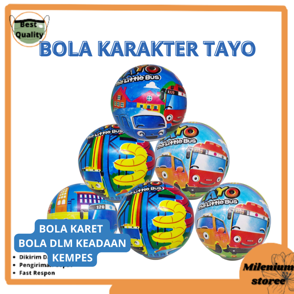 Mainan Bola Karet / Bola Karet Karakter Tayo WL06 MS