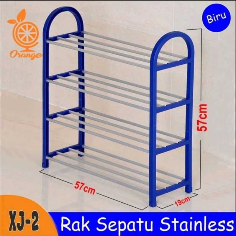 Rak sepatu Stainless 4 Tingkat /Rak Sepatu Murah Portabel Anti Karat Multifungsi Xj1 xj2