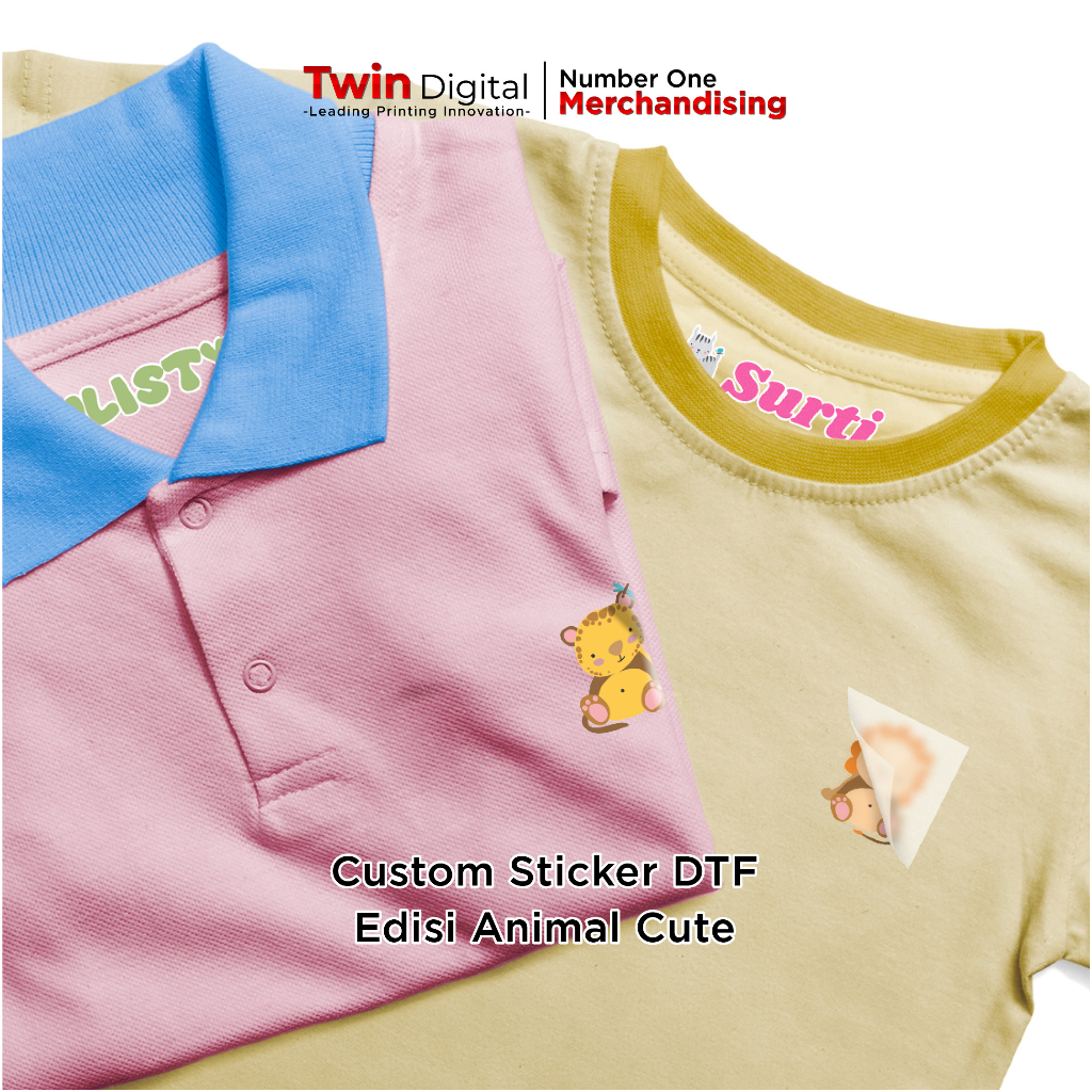 

Twindigital Custom Sticker DTF Edisi Animal Cute Sablon Setrika Siap Press - Stiker Kain Label Nama Baju Hewan Anak