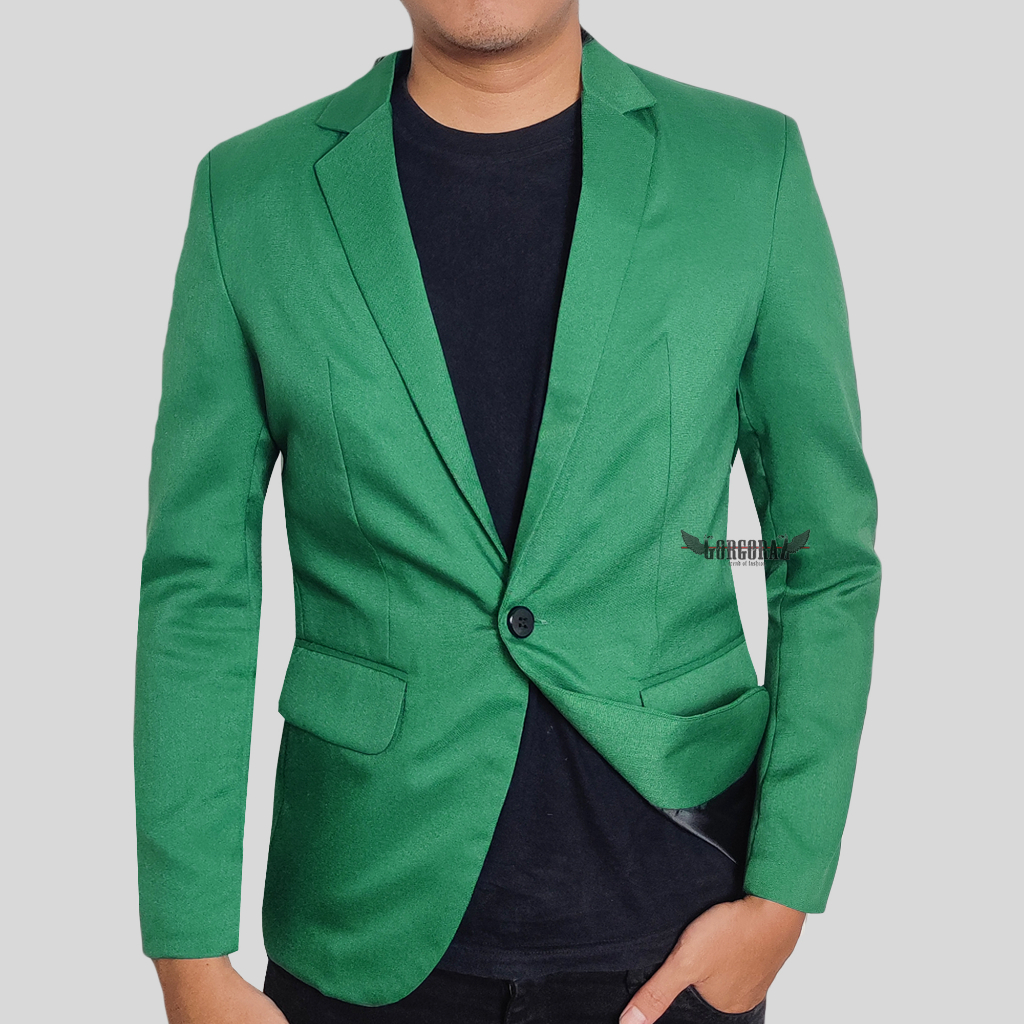 jas pria blazer pria keren slimfit casual semi jas hijau semiwol