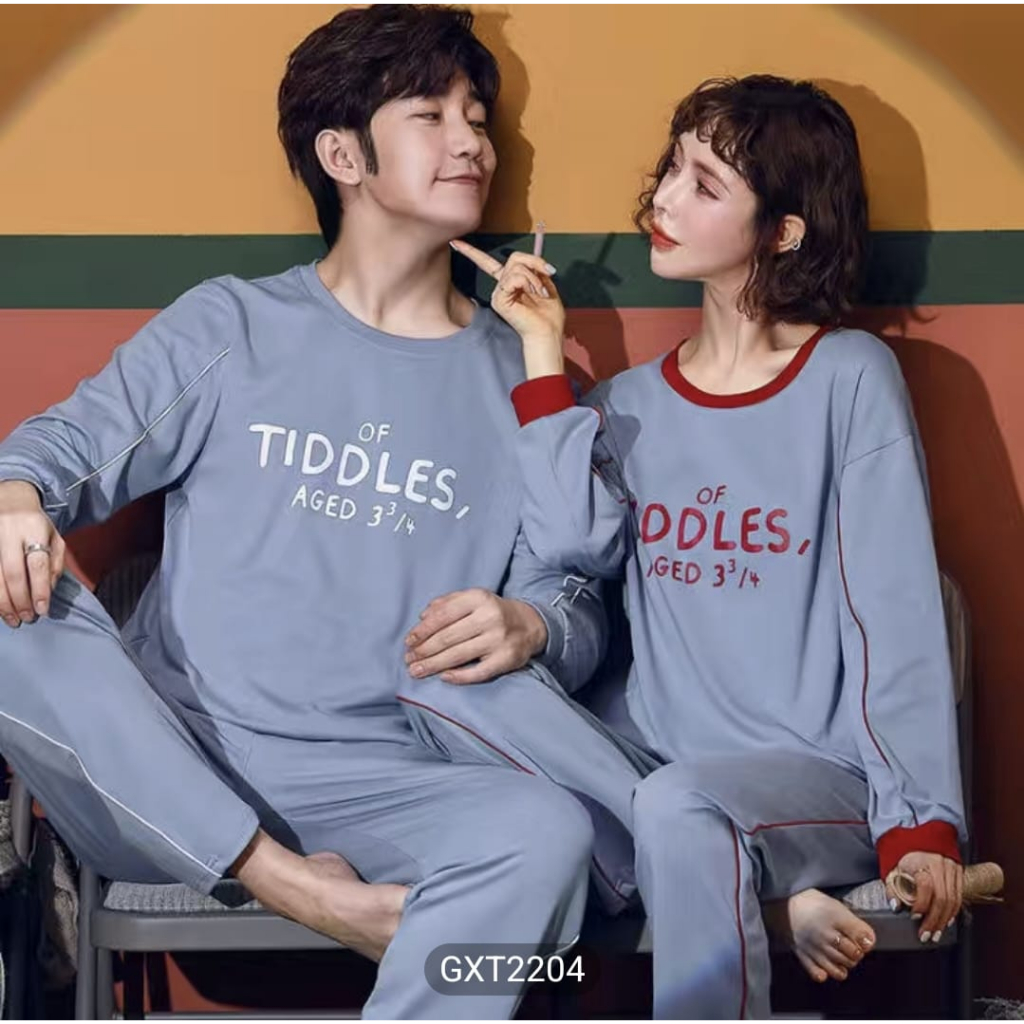 piyama baju tidur bahan kaos katun tebal import couple