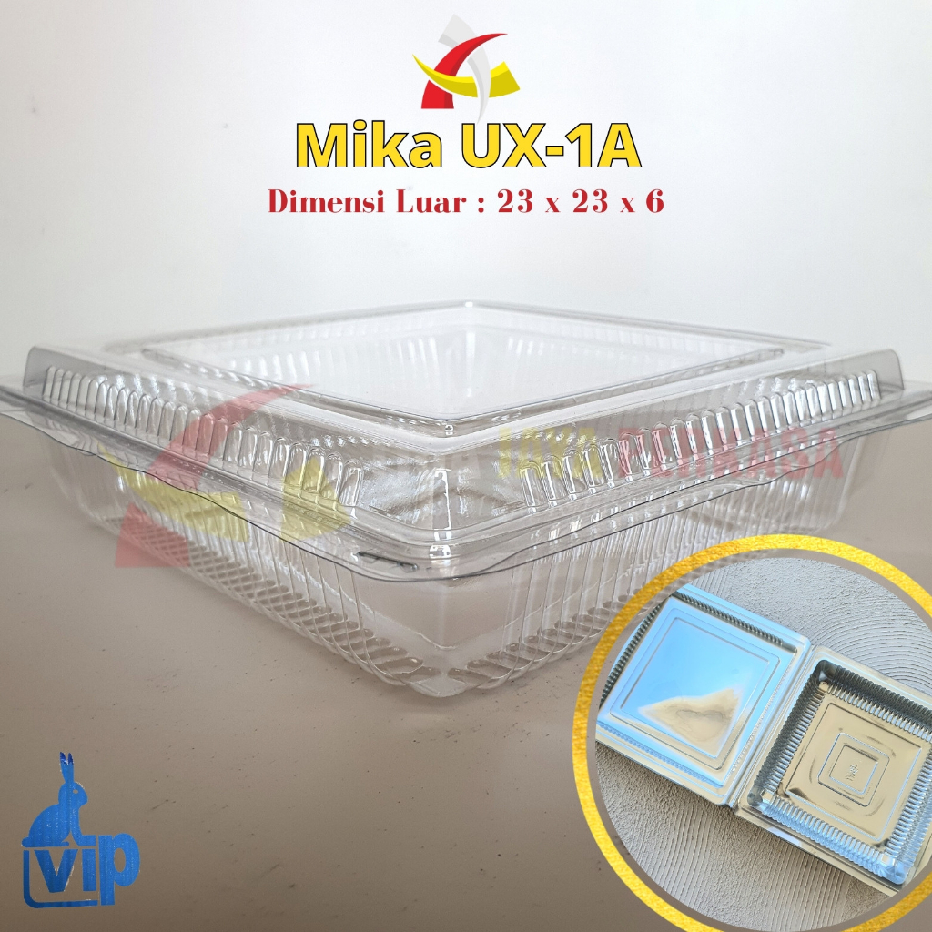 Mika Jumbo VIP UX 1A / Mika Besar Ayam Betutu / Box Plastik Mika Kue Bolu Mika 23x23x6 isi 50pcs