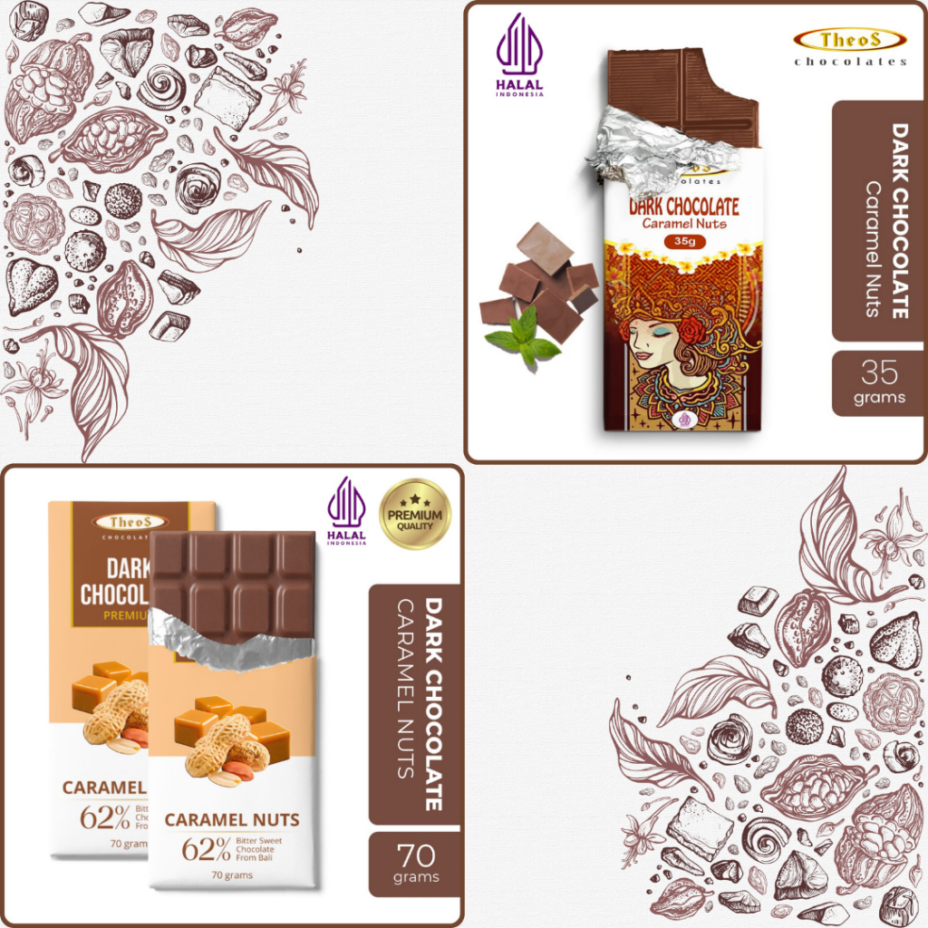 

Theos Chocolates - Caramel Nuts Cokelat Bar 35g/70g | Cokelat Kacang Karamel