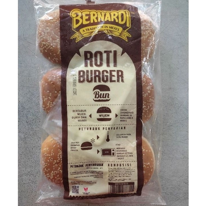 

Bernadi Roti Burger Wijen/Roti Burger Hitam isi 6/Roti Hotdog isi 6