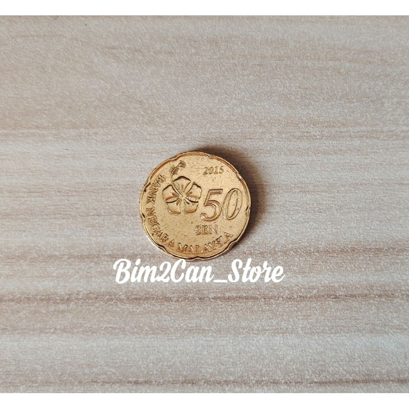 Numismatik Koin Kuno Malaysia 50 sen Kuning