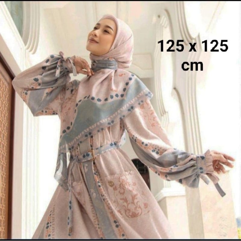 SALE HIJAB / BLA PEACH SALEM SYARI / COD / KERUDUNG VOAL MOTIF / SEGI EMPAT SYARI / JILBAB TERBARU /