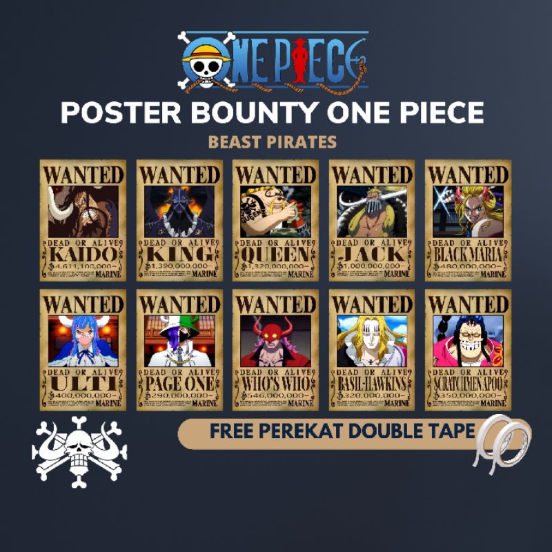 Poster bounty one piece Bajak laut binatang buas kaido / Poster dinding