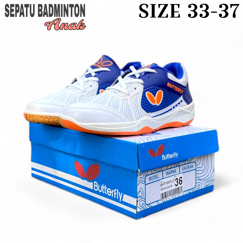 SEPATU BADMINTON ANAK BUTTERFLY ORIGINAL 100%